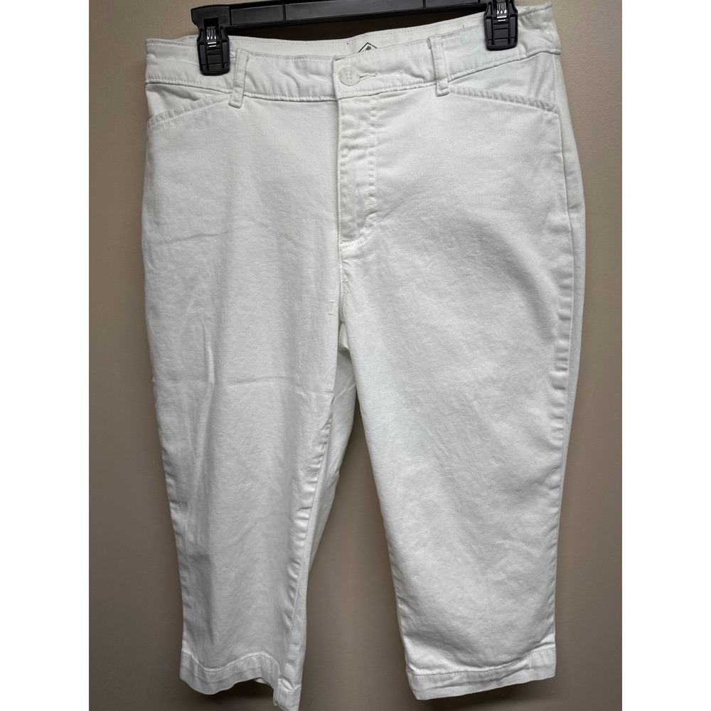 St Johns Bay Women Capri Pants White Size 10 Cotton‎ Blend Casual Everyday
